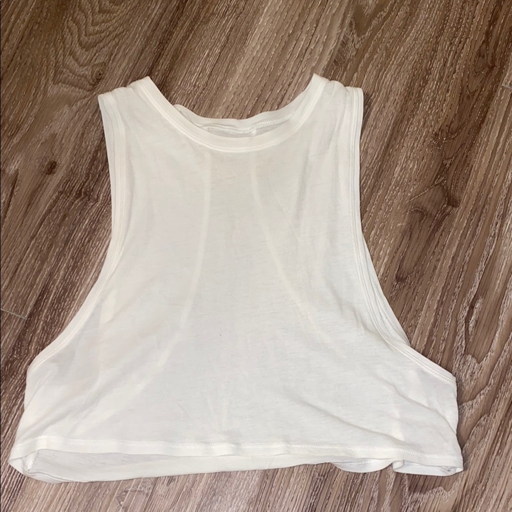 White Muscle Tee with Crop and Cut Out Features